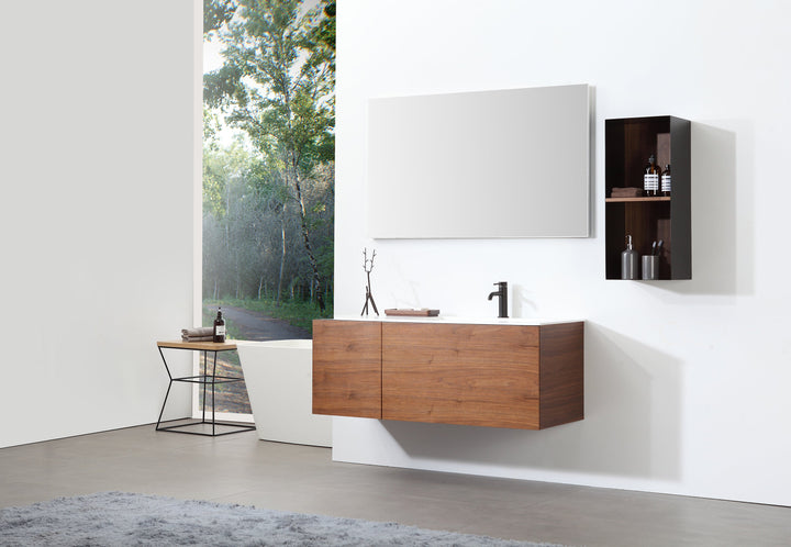 Shadow 12" Wall-Mounted Bathroom Side Cabinet in Walnut