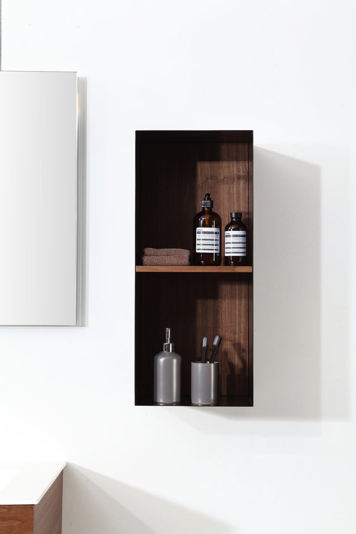Shadow 12" Wall-Mounted Bathroom Side Cabinet in Walnut