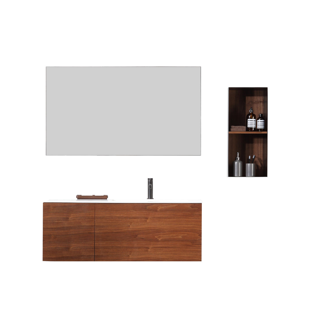 Shadow 12" Wall-Mounted Bathroom Side Cabinet in Walnut