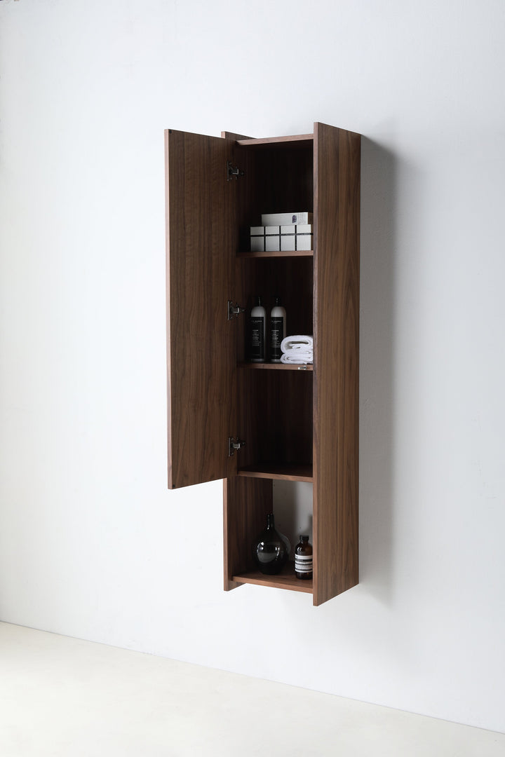 VIVT 13" Wall-Mounted Bathroom Side Cabinet in Walnut