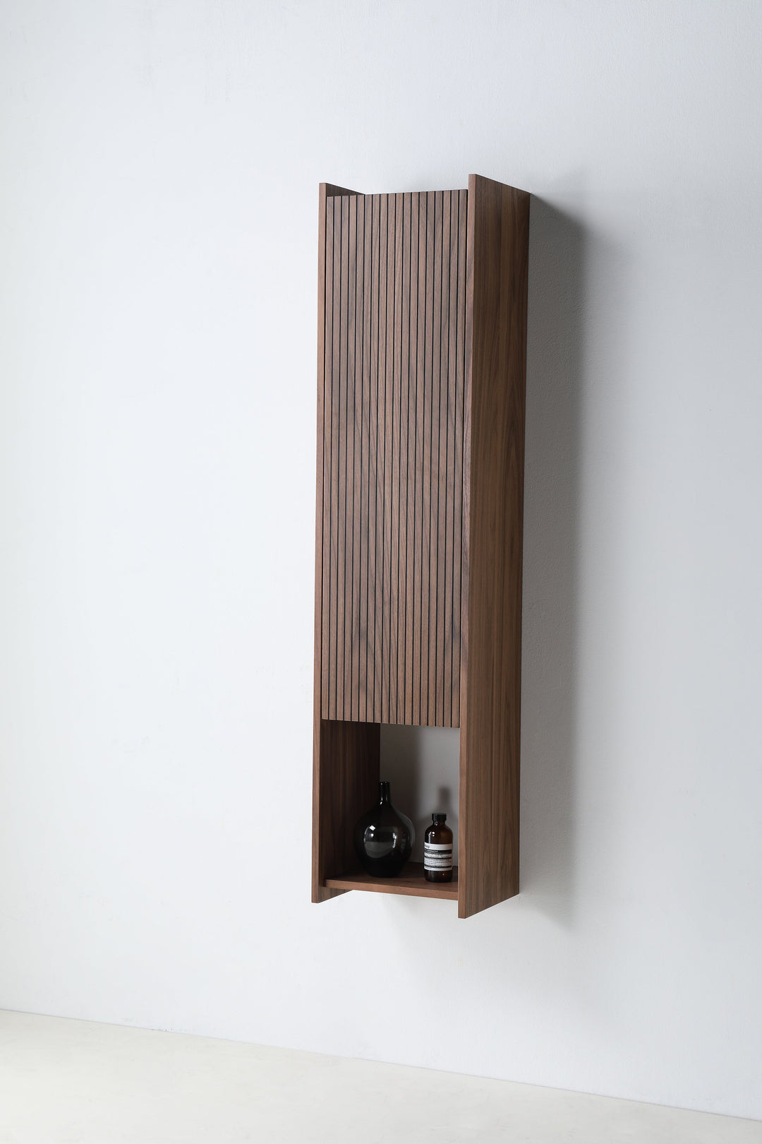 VIVT 13" Wall-Mounted Bathroom Side Cabinet in Walnut