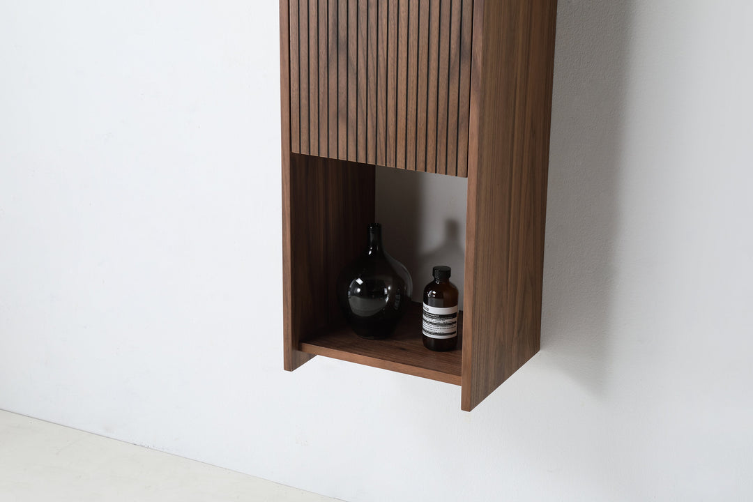 VIVT 13" Wall-Mounted Bathroom Side Cabinet in Walnut