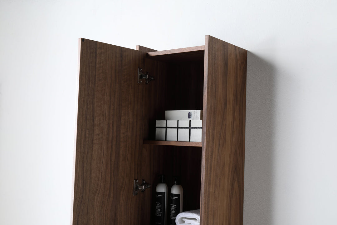 VIVT 13" Wall-Mounted Bathroom Side Cabinet in Walnut