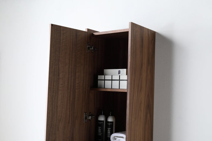 VIVT 13" Wall-Mounted Bathroom Side Cabinet in Walnut