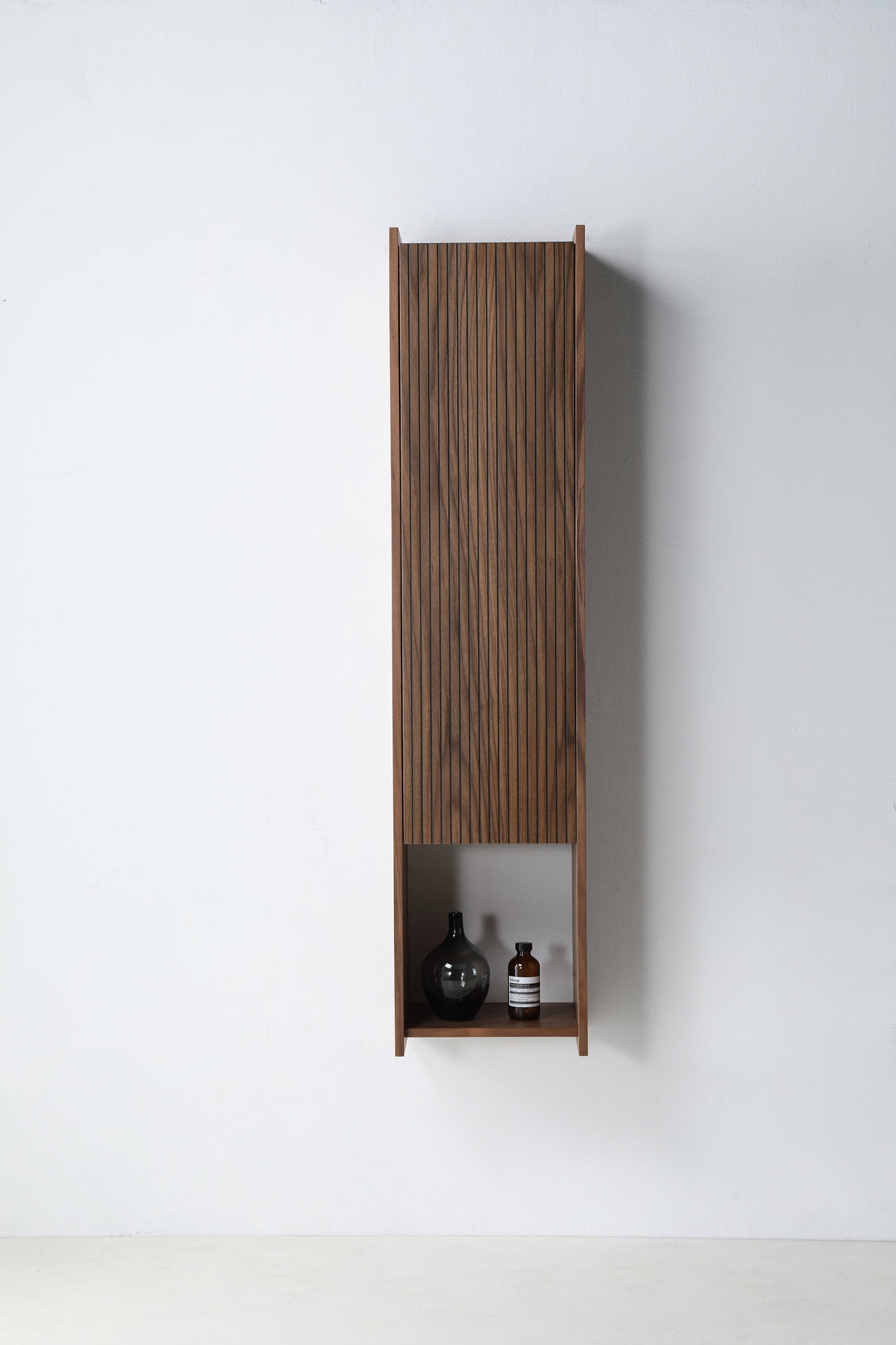 VIVT 13" Wall-Mounted Bathroom Side Cabinet in Walnut