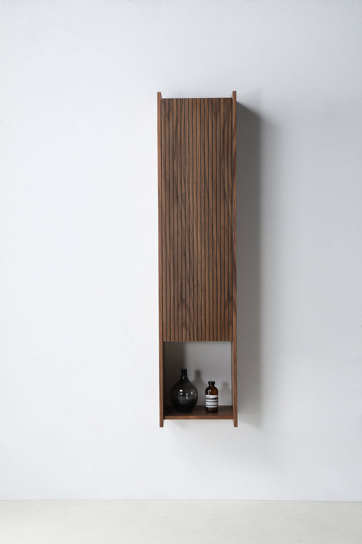 VIVT 13" Wall-Mounted Bathroom Side Cabinet in Walnut