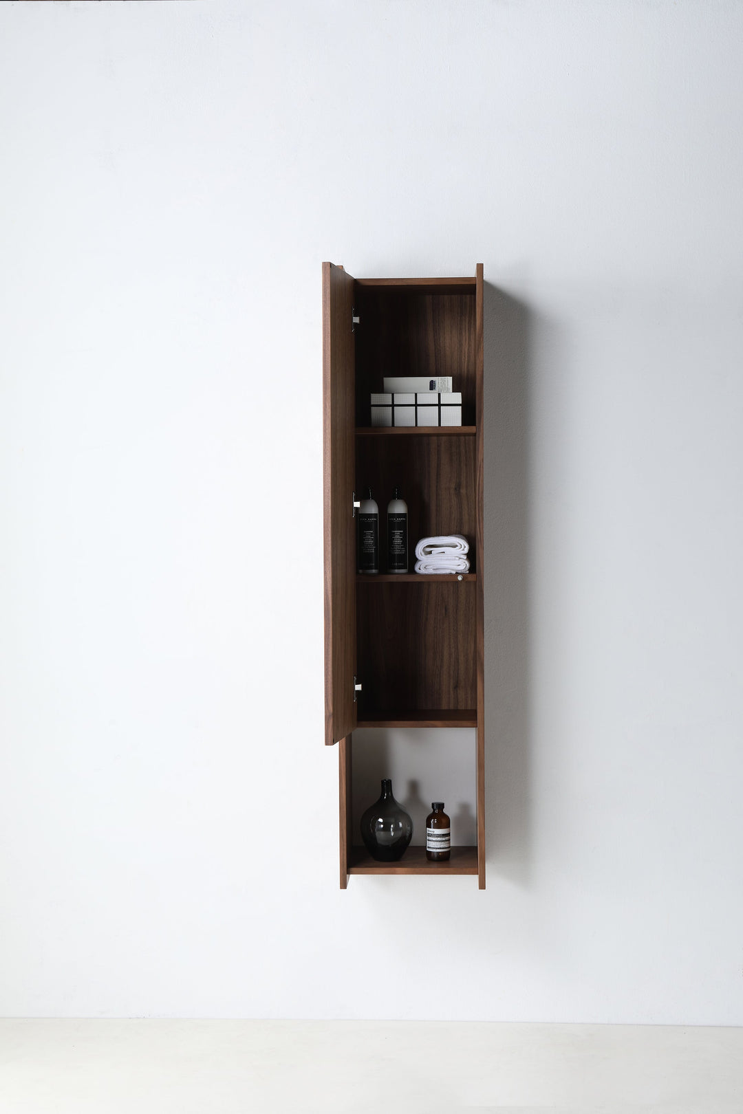 VIVT 13" Wall-Mounted Bathroom Side Cabinet in Walnut