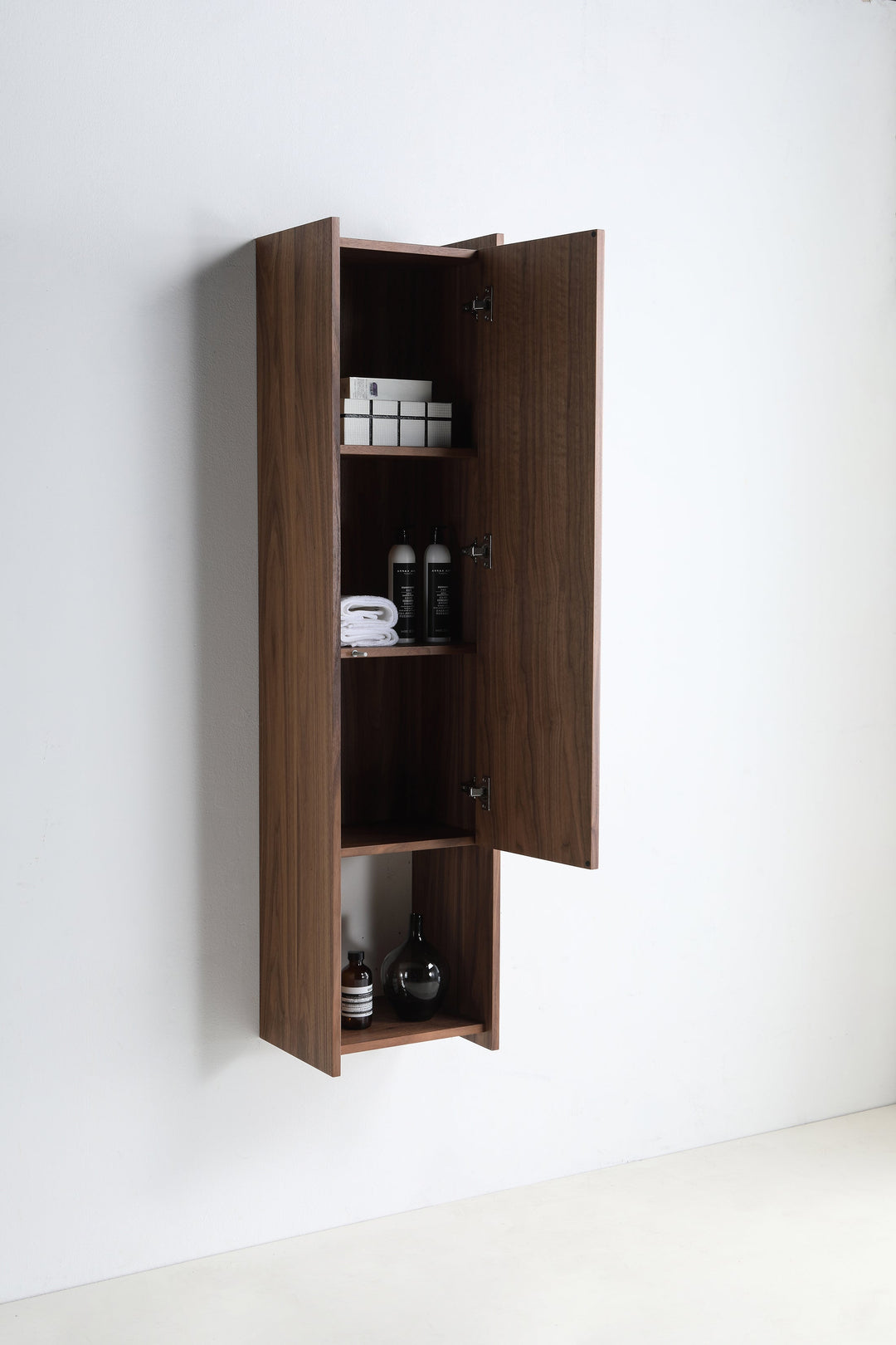 VIVT 13" Wall-Mounted Bathroom Side Cabinet in Walnut