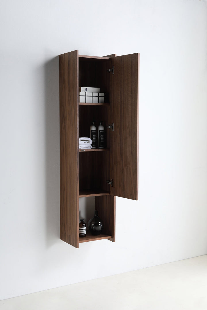 VIVT 13" Wall-Mounted Bathroom Side Cabinet in Walnut