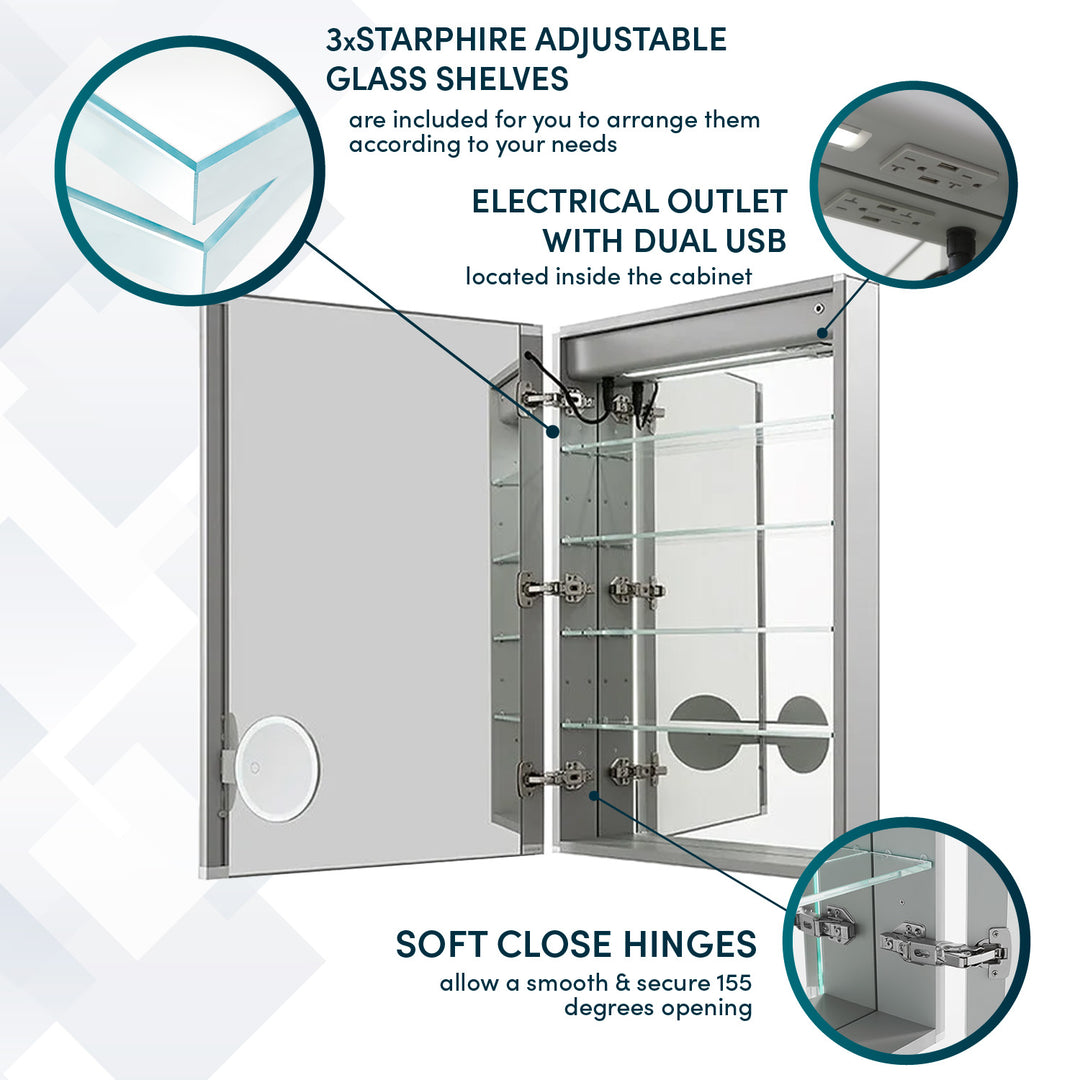 Signature Royale 24" x 40" Left Hinge LED Medicine Cabinet