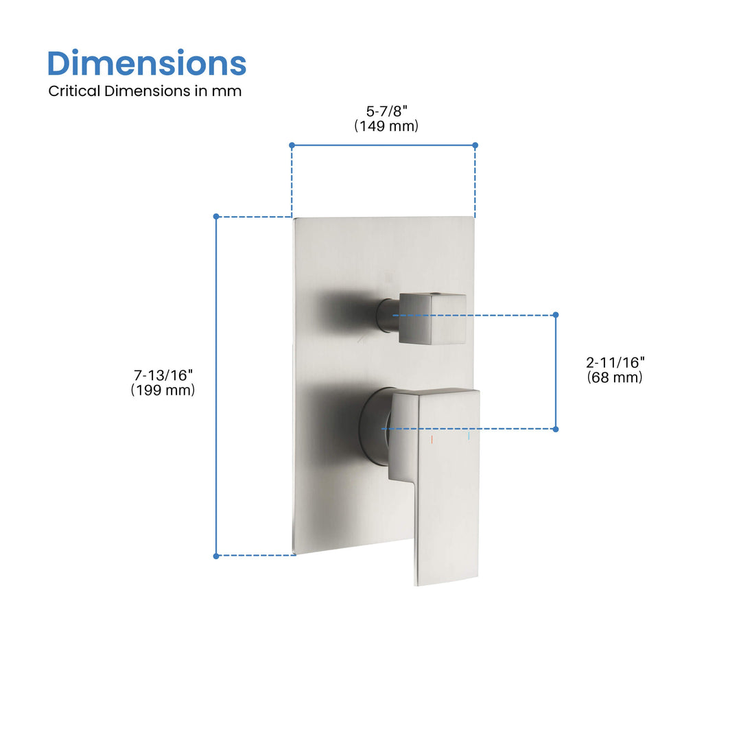 Quadro 2-Function Rough-In Valve Trim Plate