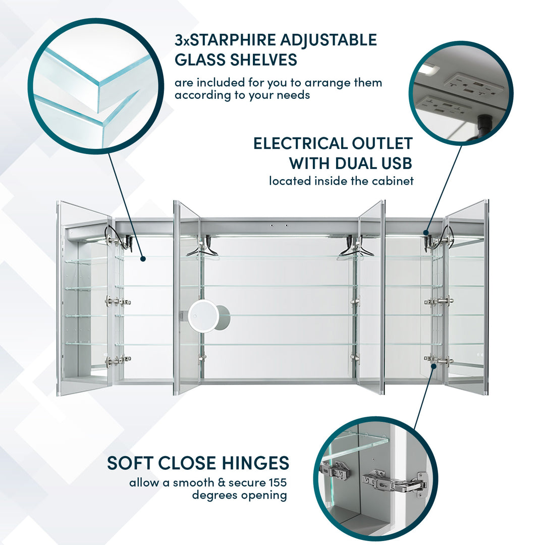 Signature Royale 72" x 36" Four Door LED Medicine Cabinet