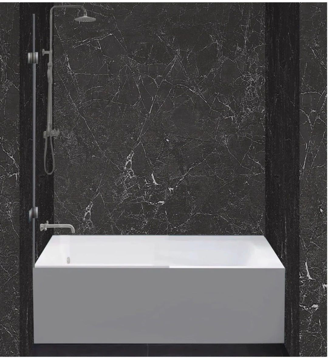 Soaking Bathtub Three Wall Alcove Fiberglass 60 Inch Width