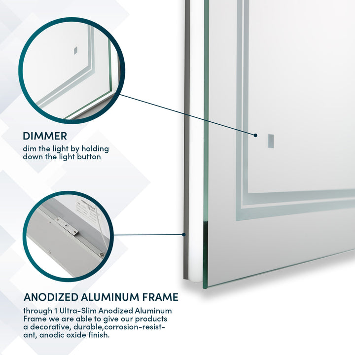Soho 60" x 30" LED Bathroom Mirror, Anti-Fog
