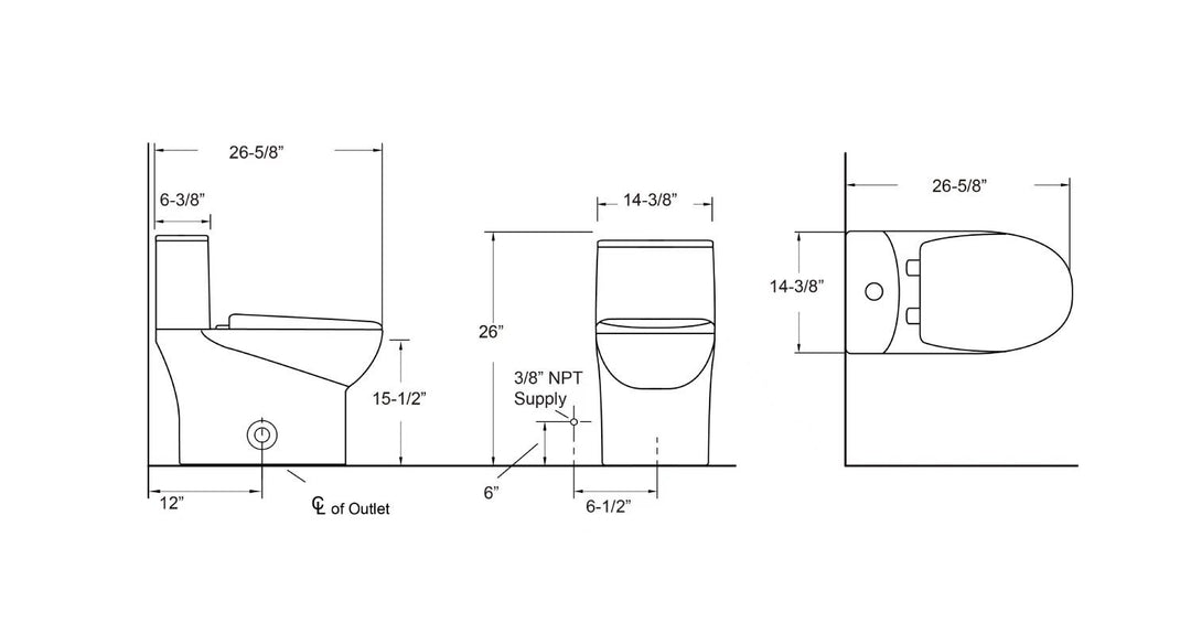 T9 One-Piece Toilet, 1.1/1.6 GPF Dual-Flush in 02