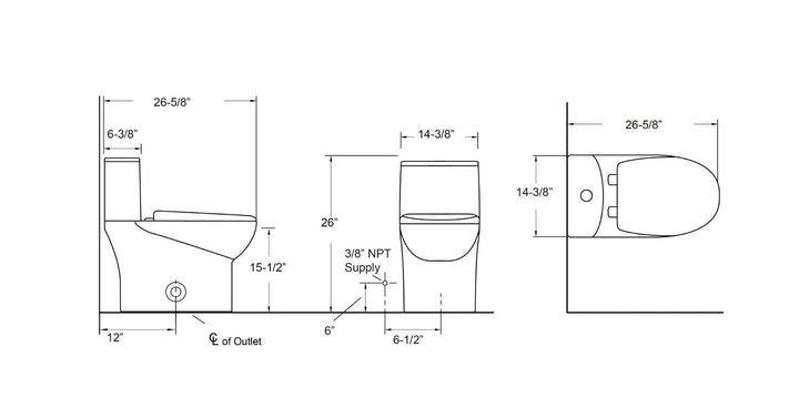 T9 One-Piece Toilet, 1.1/1.6 GPF Dual-Flush in 02