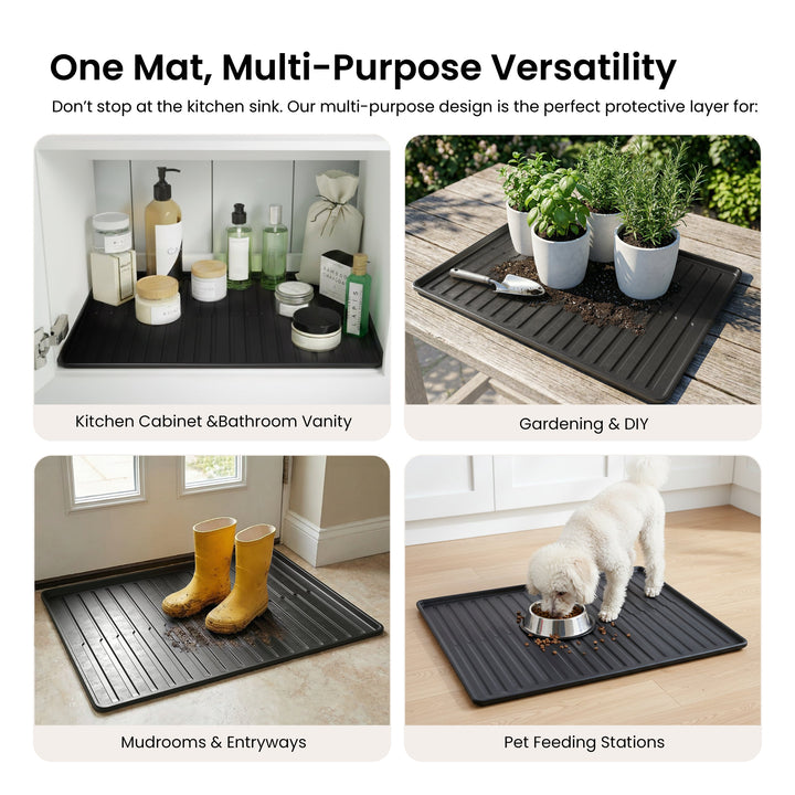25" x 22" Waterproof Under-Sink Mat in Matte Black