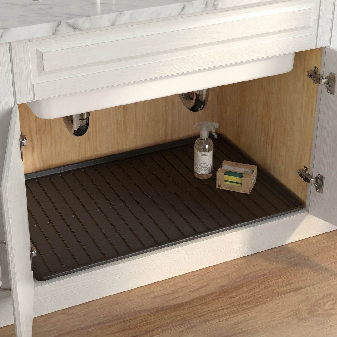 34" x 22" Waterproof Under-Sink Mat in Matte Black