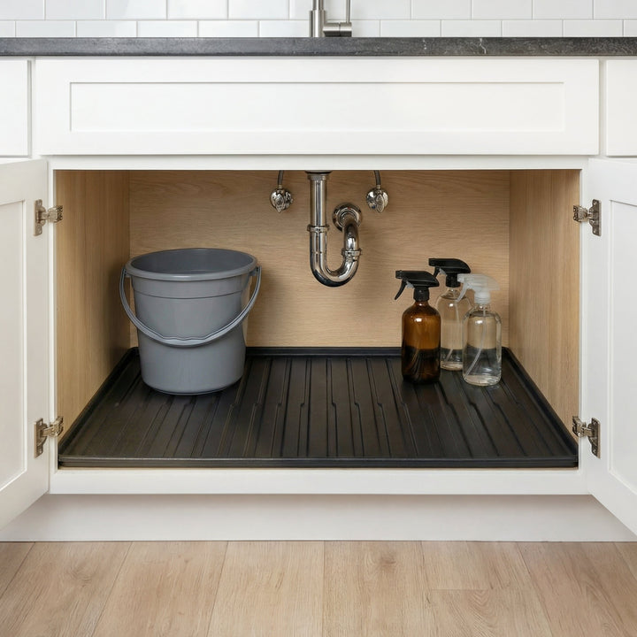 28" x 22" Waterproof Under-Sink Mat in Matte Black