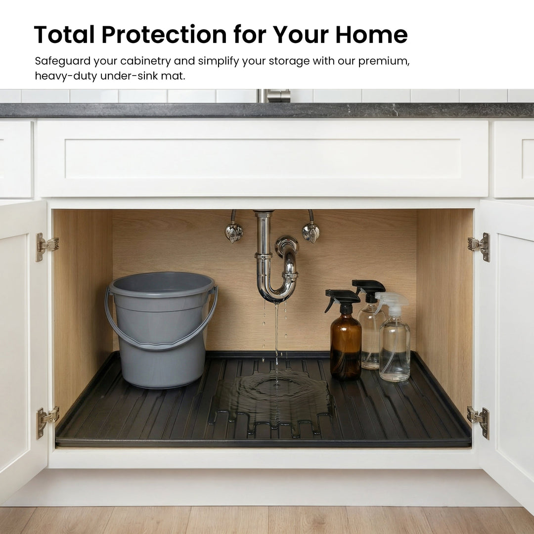 25" x 22" Waterproof Under-Sink Mat in Matte Black