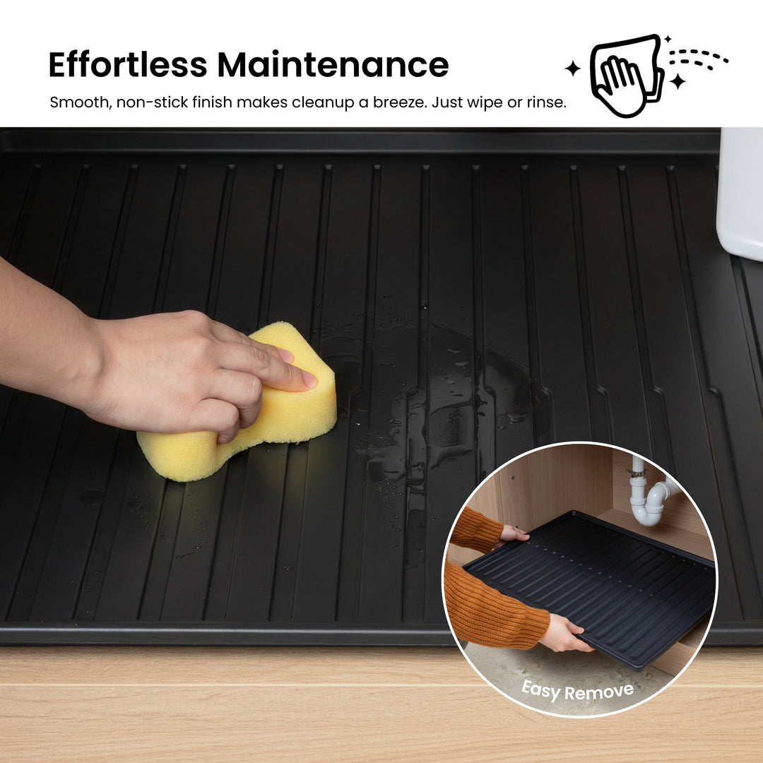 25" x 22" Waterproof Under-Sink Mat in Matte Black