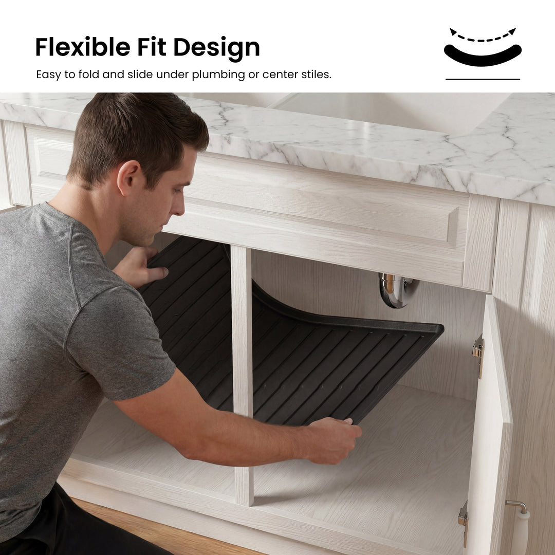 25" x 22" Waterproof Under-Sink Mat in Matte Black