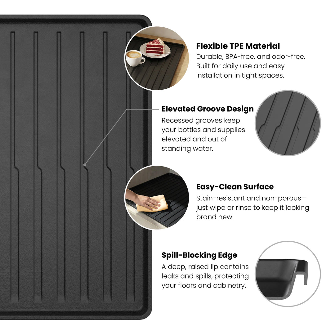 34" x 22" Waterproof Under-Sink Mat in Matte Black