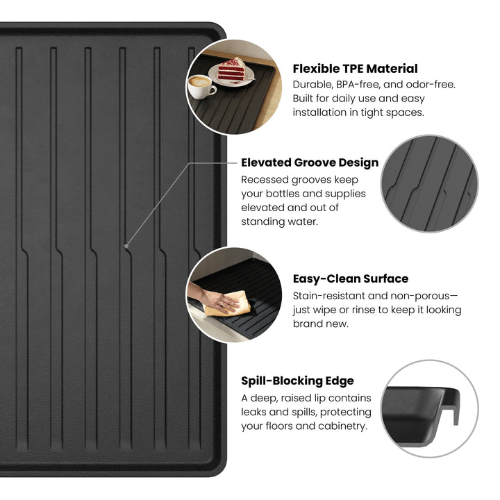 31" x 22" Waterproof Under-Sink Mat in Matte Black
