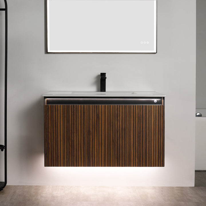 Lille Wall-Mounted Bathroom Vanity with LED Lights