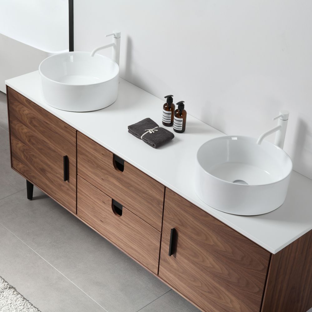 Portree 72" Double Sink Freestanding Bathroom Vanity with Vessel Sinks