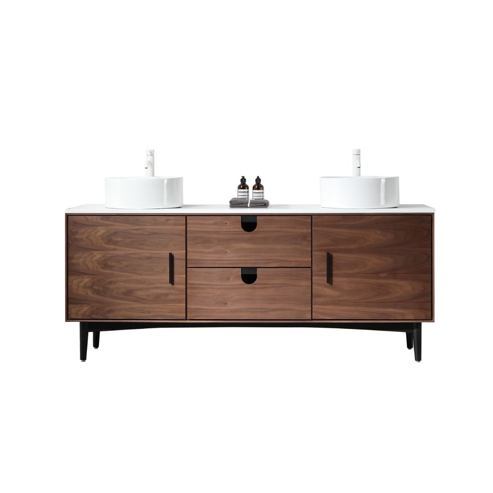 Portree 72" Double Sink Freestanding Bathroom Vanity with Vessel Sinks