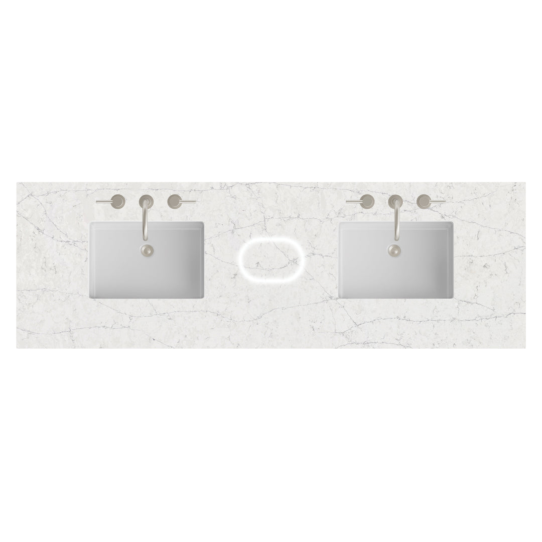72" Double Eternal Jasmine Pearl Silestone 3CM Top with Sinks &amp; FreePower Charger | ANVE Kitchen &amp; Bath