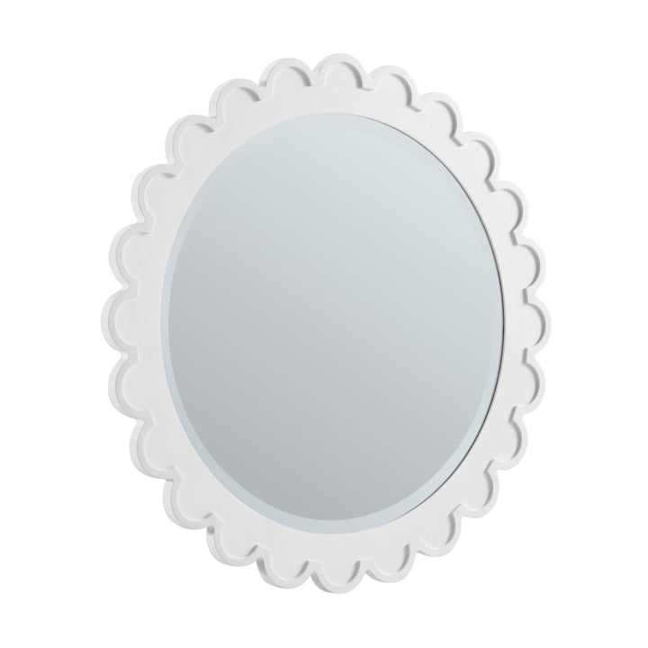 Adelese 32" x 32" Scalloped Bathroom Mirror, Bright White