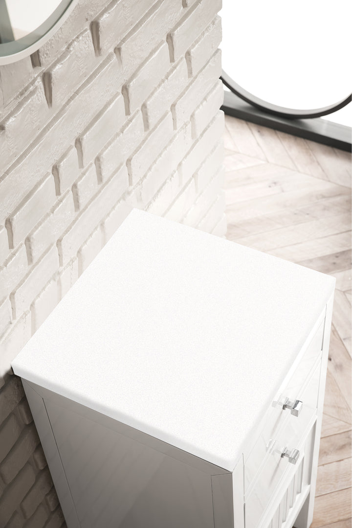 Athens 15" Base Cabinet with Right Door in Glossy White, White Zeus Silestone Top