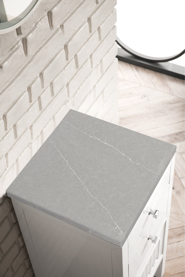 Athens 15" Base Cabinet with Right Door in Glossy White, Eternal Serena Silestone Top