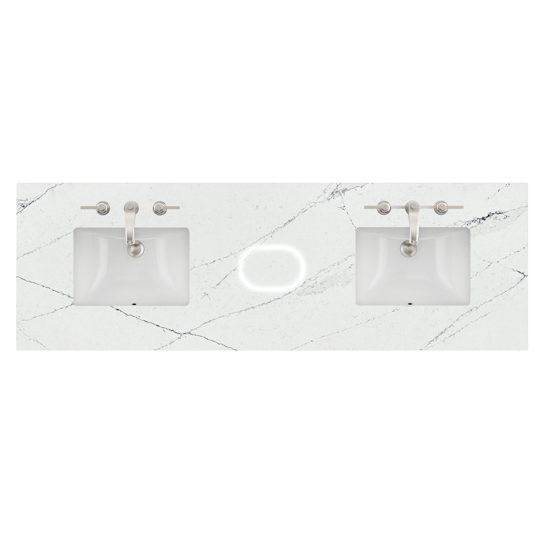 72" Double Sink Vanity Top in Ethereal Noctis with FreePower Wireless Charger | ANVE Kitchen &amp; Bath