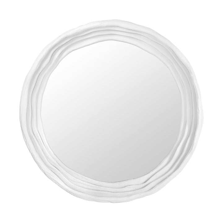 Terra 30" x 30" Round Bathroom Mirror, Limestone | ANVE Kitchen &amp; Bath