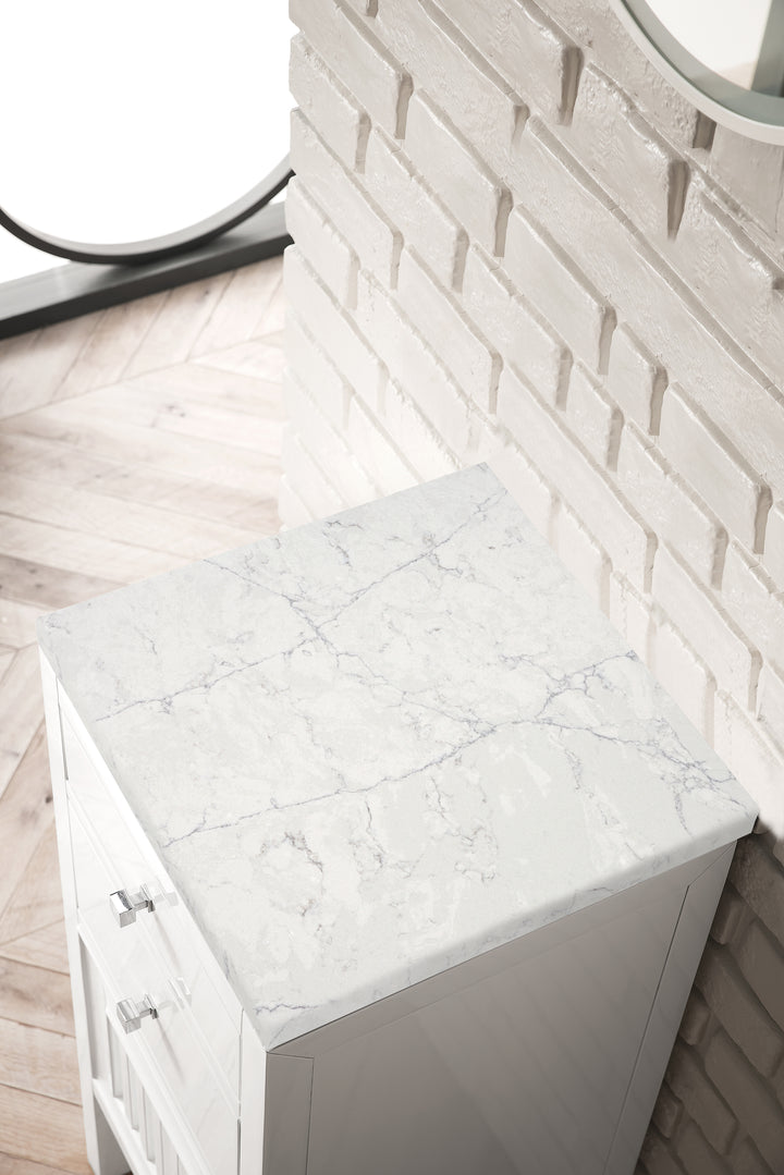 Athens 15" Base Cabinet with Left Door in Glossy White, Eternal Jasmine Pearl Silestone Top