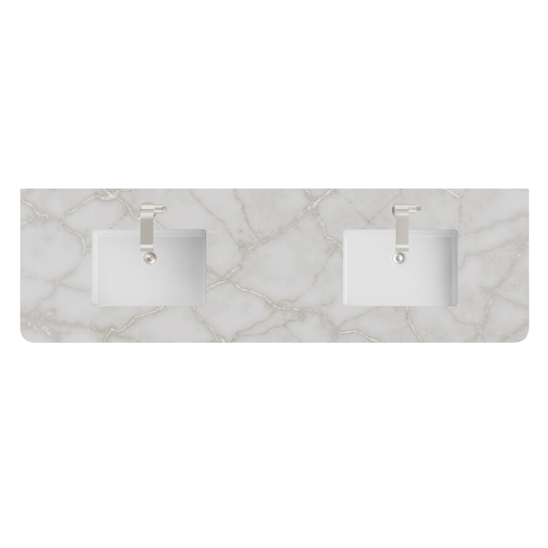 72" Radius-Cut Double Sink Vanity Top in Victorian Silver Silestone | ANVE Kitchen &amp; Bath