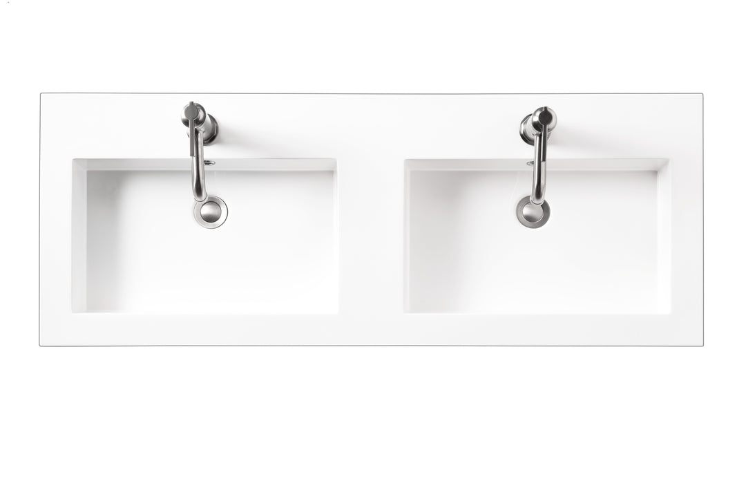 47" x 18" Composite Vanity Top with Double Integral Basins in White Glossy | ANVE Kitchen &amp; Bath