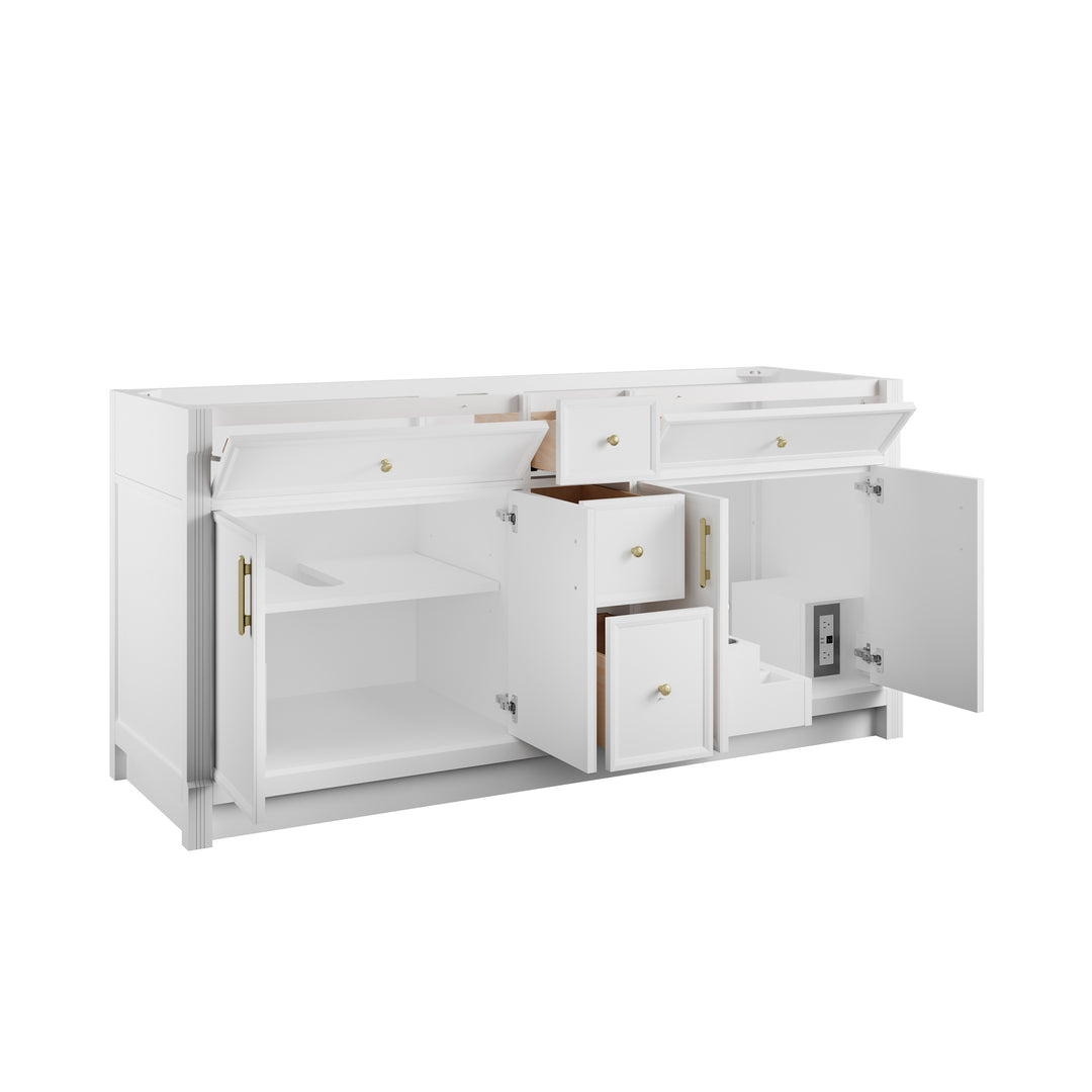 Bellshire 72" Double Sink Freestanding Vanity Cabinet in Bright White