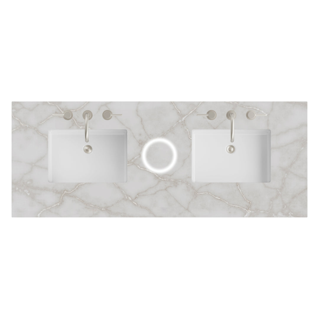60" Double Vanity Top in Victorian Silver Silestone &amp; FreePower Charger | ANVE Kitchen &amp; Bath