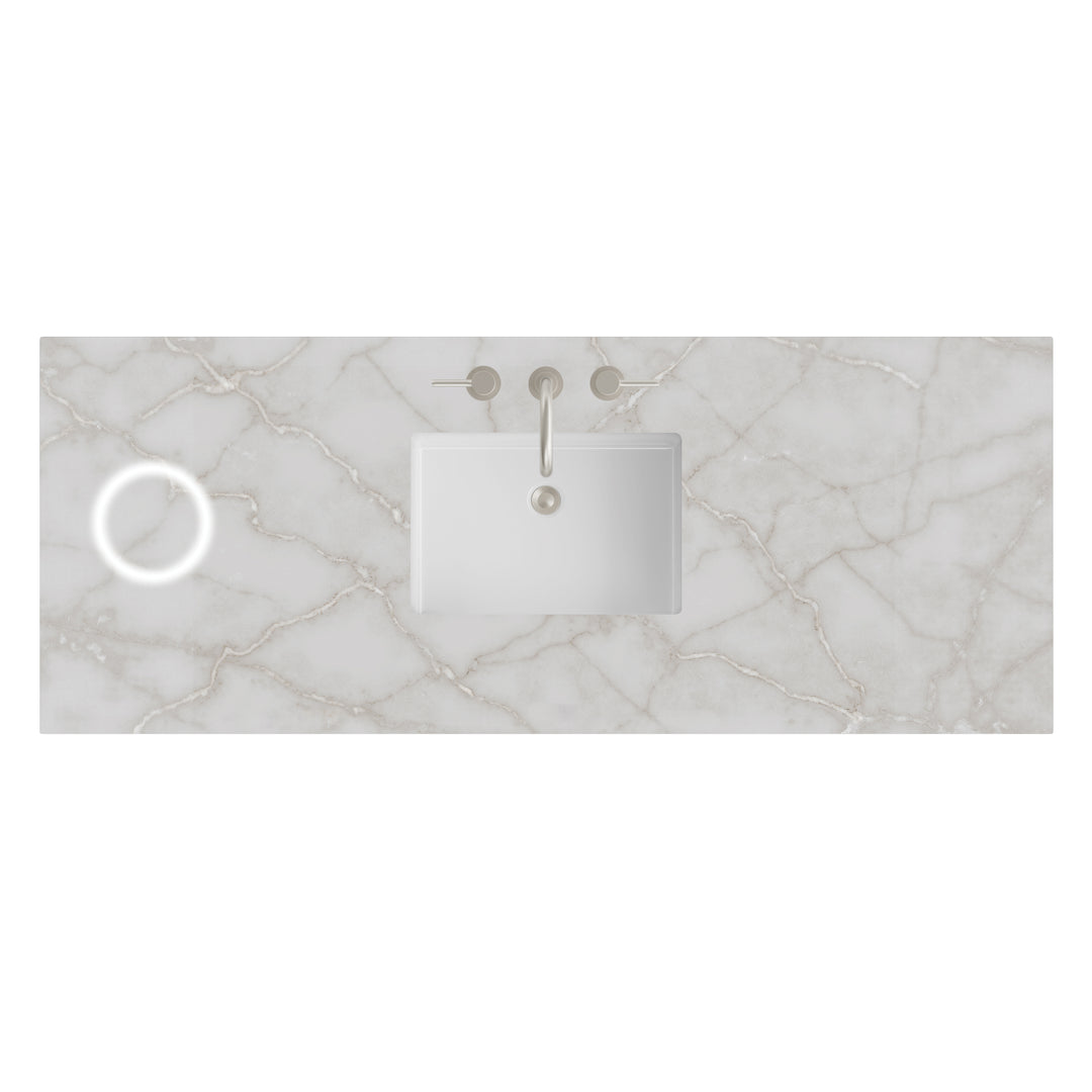 60" Single Victorian Silver Silestone 3 CM Vanity Top with Sink &amp; FreePower Wireless Charger | ANVE Kitchen &amp; Bath