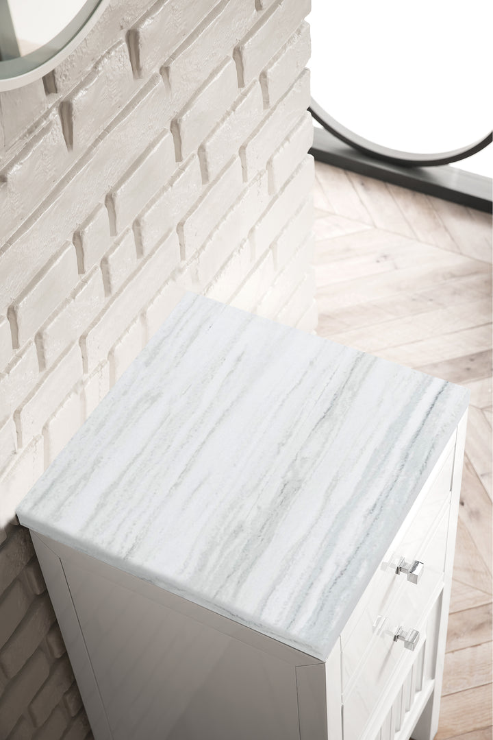 Athens 15" Base Cabinet with Right Door in Glossy White, Arctic Fall Solid Surface Top