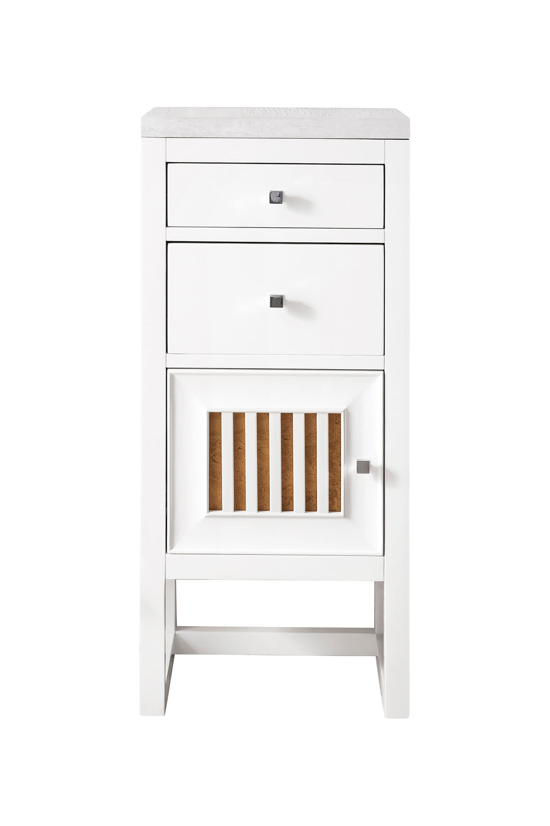 Athens 15" Base Cabinet with Left Door in Glossy White, Arctic Fall Solid Surface Top | ANVE Kitchen & Bath