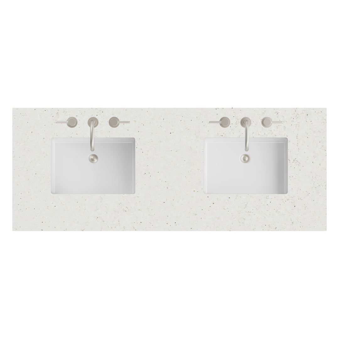 60" Double Vanity Top in Lime Delight Silestone with Undermount Sinks | ANVE Kitchen &amp; Bath