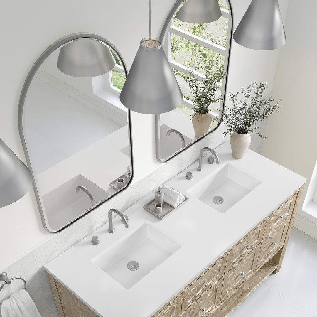 Rohe 24" x 36" Arched Bathroom Mirror, Satin Nickel