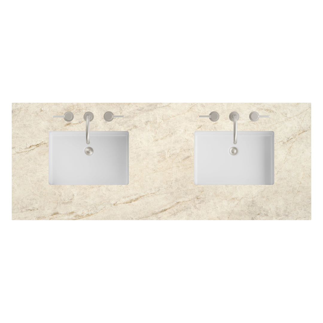 60" Double Tajnar Eclos 3 CM Vanity Top with Undermount Sinks | ANVE Kitchen &amp; Bath
