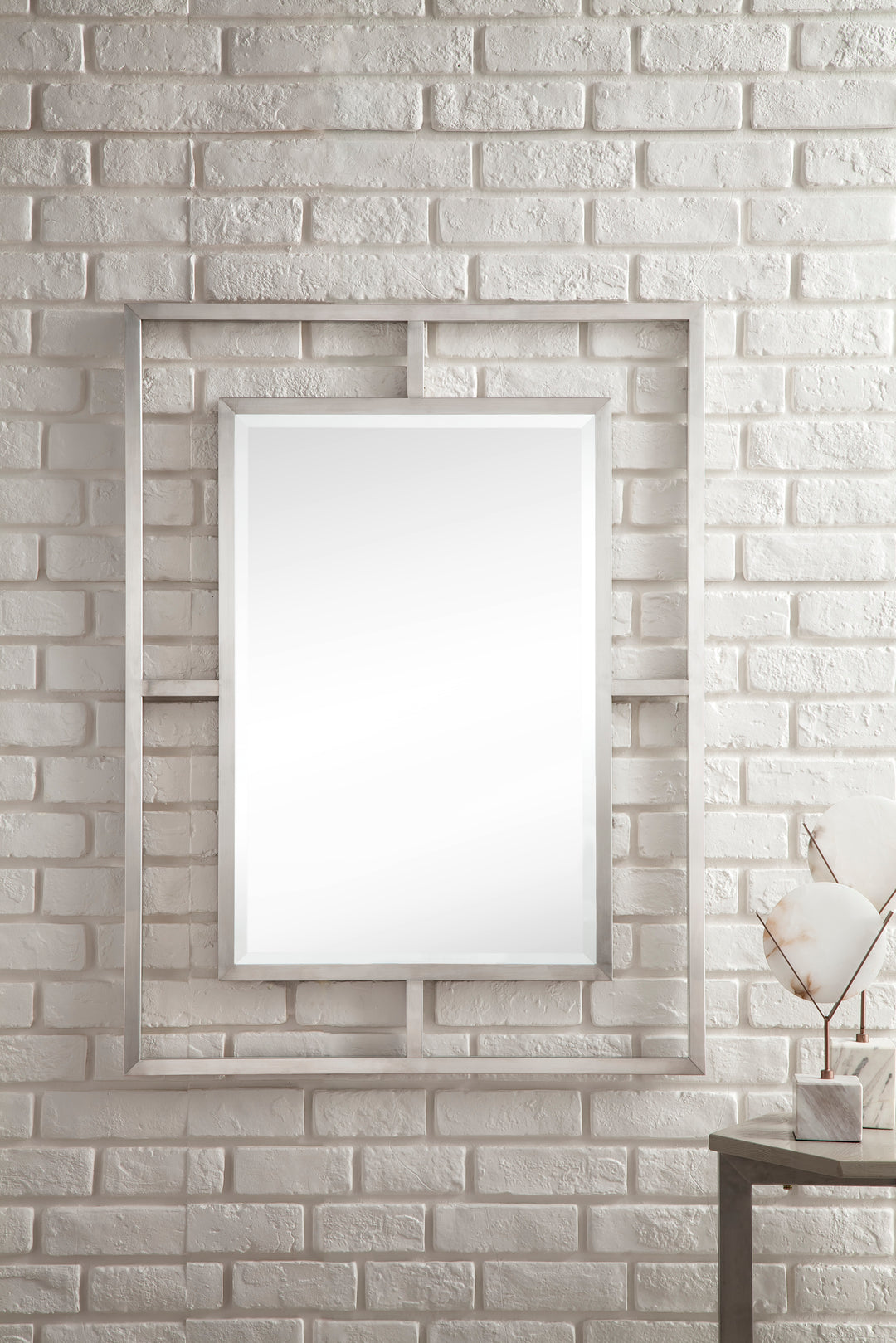 Boston 30" x 40" Rectangular Bathroom Mirror, Brushed Nickel