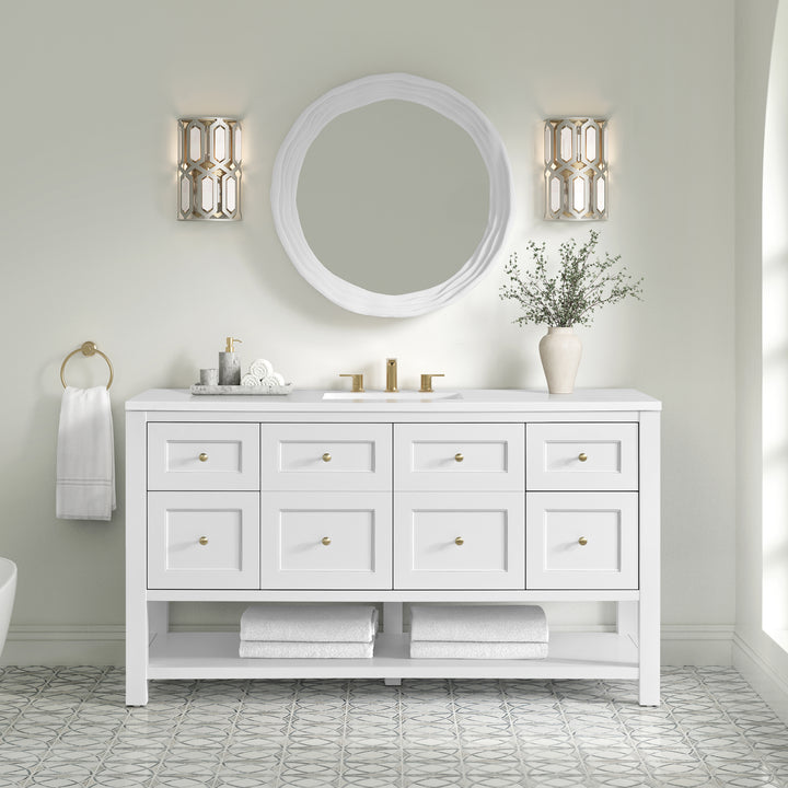 Terra 30" x 30" Round Bathroom Mirror, Limestone